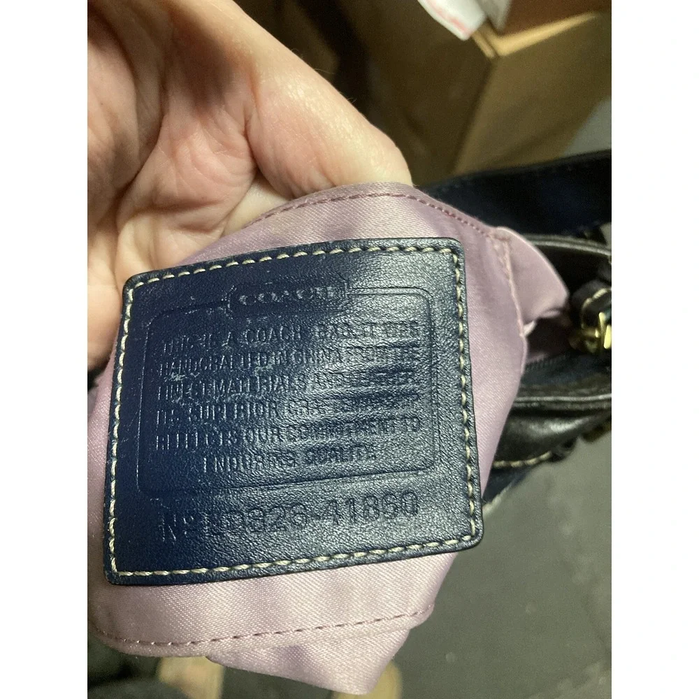 Coach Zoe Mini Blue Denim Signature Jacquard Black‎ Leather Shoulder Bag 41860 - Picture 8 of 11